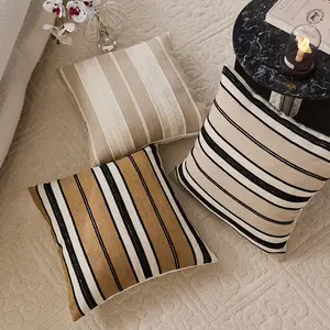 1pc Modern Nordic Style Sofa Cushion Cover, Bohemian Textured Striped Pillowcase, Ethnic Wind Square Decorative Throw Pillow Cover, Room Cozy Accessories
