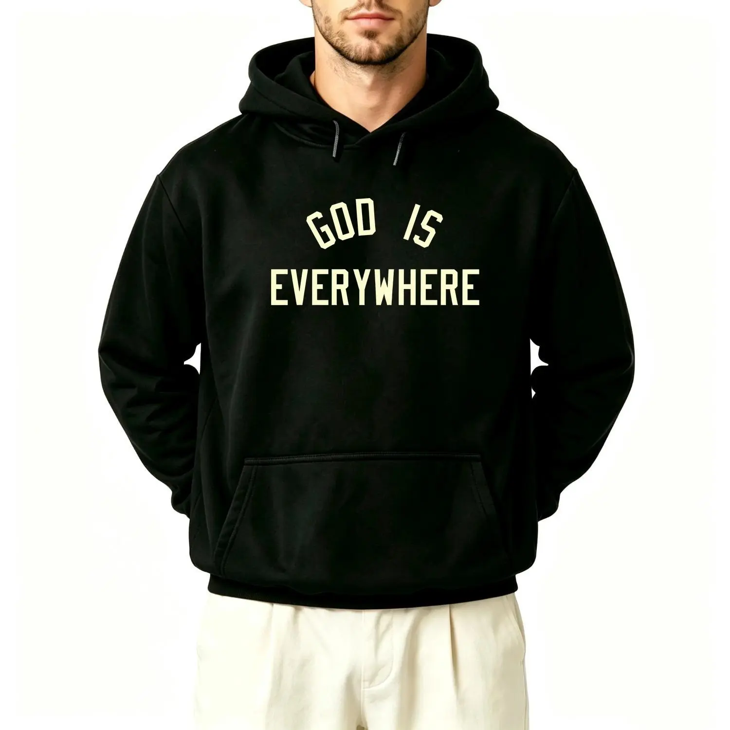 Men’s Hoodie Featuring God Is Everywhere Faith-Based Design Perfect for Church Events Prayer Groups Daily Wear and Christian Gifts Soft Comfortable Stylish Pullover Sweatshirt Alternative
