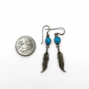Native Turquoise Feather Earrings