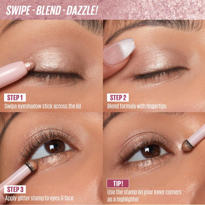 Kaja Wink Dazzle | Dual-ended creamy Eyeshadow Stick with Glitter, 'Aegyo' makeup look, Smudge proof, Creamy & blendable formula, Multi-Stick | Vegan, Cruelty-Free