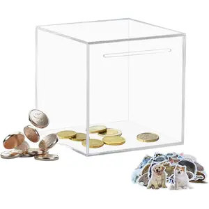 Clear and Unopenable Piggy Bank, Transparent Money Box for Cash Savings, Must-Break-to-Open Acrylic Coin Bank Change Jar for Real Money, Birthday Gifts for Kids & Adults