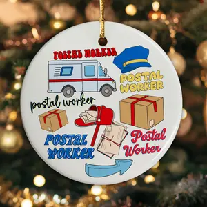 Postal Worker Christmas Ornament - Mail Carrier Keepsake 2024 Ceramic Pack