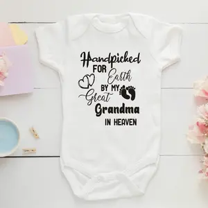 Hand Picked For Earth By My Great Grandma/Grandpa In Heaven Baby Bodysuit Cute Newborn Baby Romper Summer Baby Boy Girl Clothes