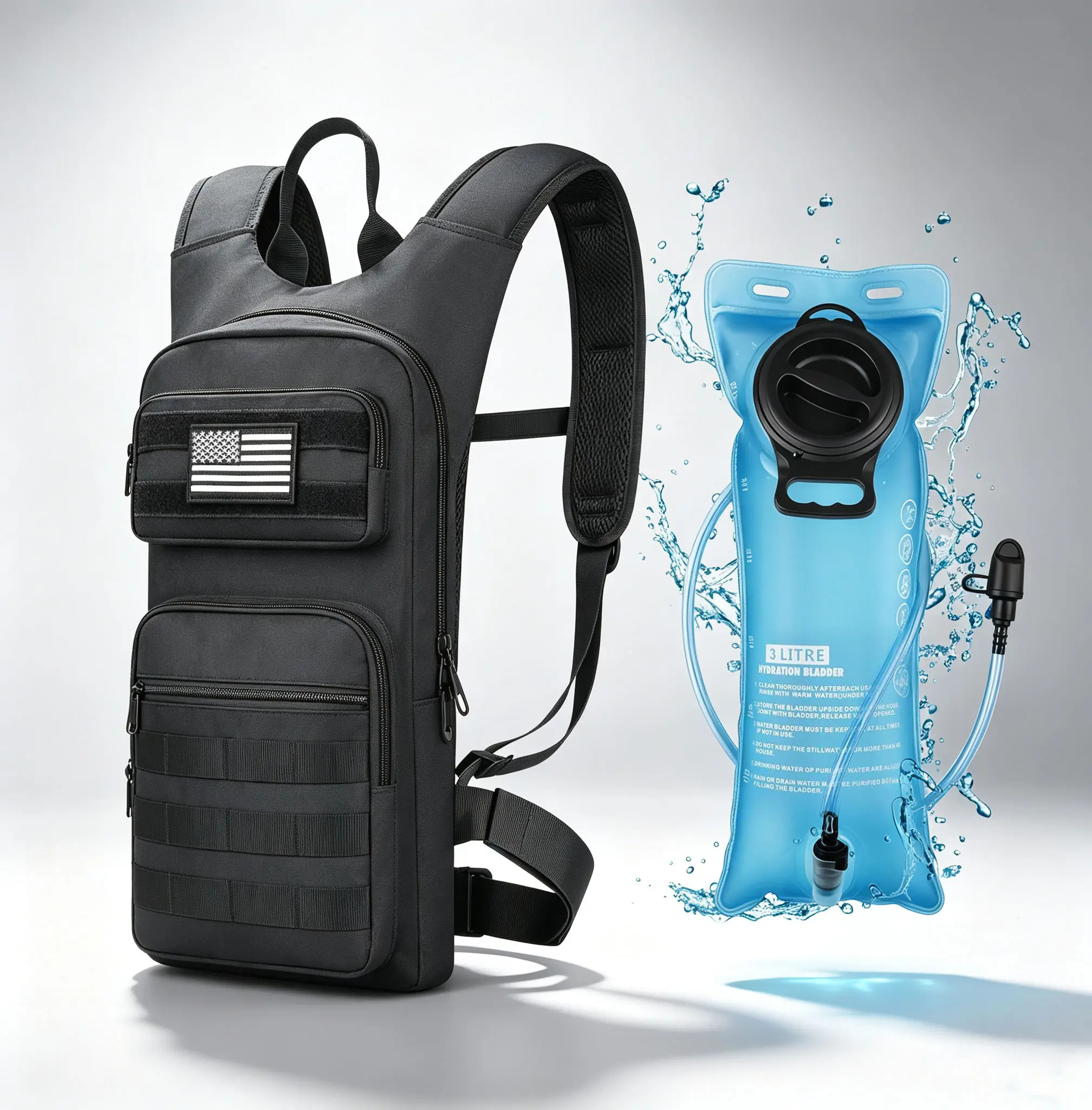 NOOLA Tactical Hydration Pack for Men Women Molle Backpack with 3L BPA-Free TPU Water Bladder for Hiking Cycling Running