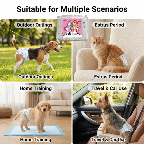 12 Count Super Absorbent Pet Diapers – Leak Proof Disposable Dog Nappies for Incontinence, Heat & House Training