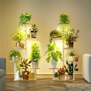 Plant Stand Indoor with Grow Lights - 6 Tiered Tall Metal Shelf for Indoor Plants Multiple, 2 Pack Lighted Corner Rack Flower Display Holder White storage  with  style Succulent Planter Hanging Planters floating shelves shelves bedroom
