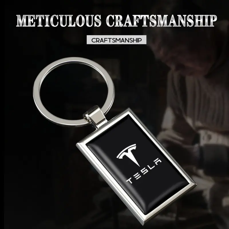 1Pcs Zinc Alloy Car Keyring Auto Logo Keychain Pendant Decoration For Tesla Model 3 Model S Model X Model Y Cybertruck Roadster SpaceX