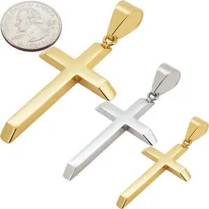 316L Stainless Steel 18k Yellow Gold Plated Cross Pendant‎