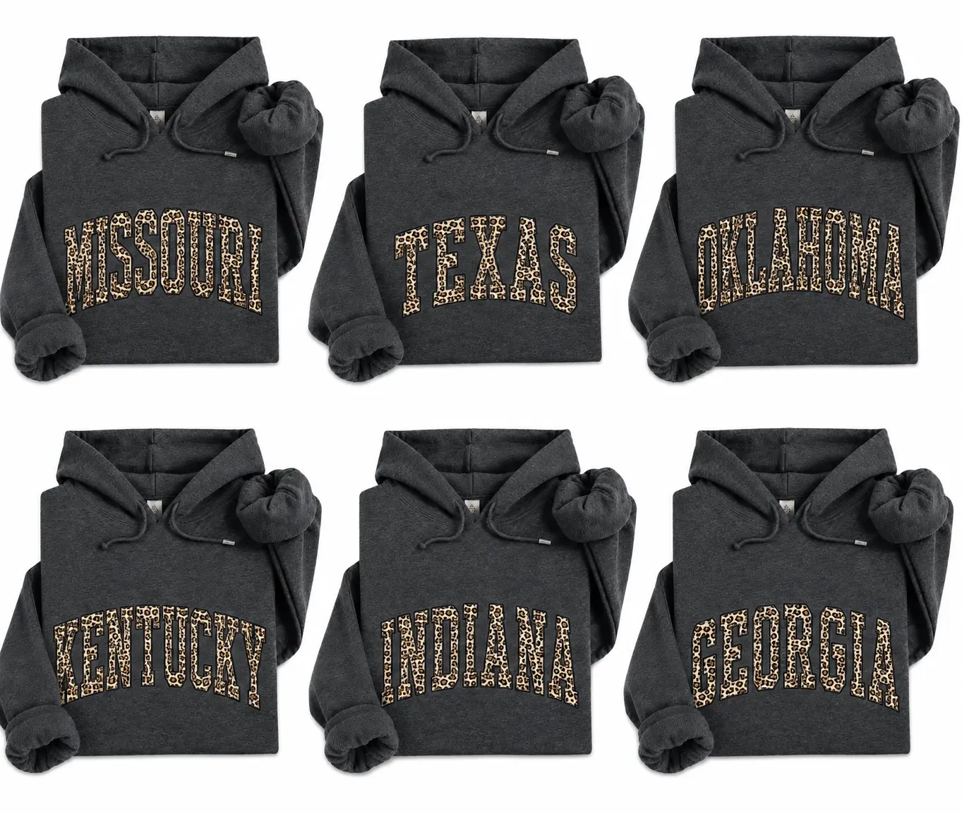 FULL 50 STATES Leopard Print  Hoodie, Texas Oklahoma Kentucky Indiana Georgia Leopard Print Hoodie, Southern State Pride Pullover, Hometown State Gift for Women, Trendy Graphic Hoodie-DPCLICK