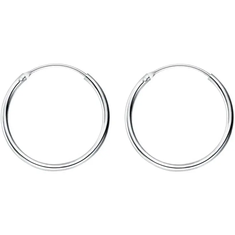 Minimalist Thin Endless Hoop Earrings Sterling Silver 925 Simple Small Cartilage Huggie Hoops Tragus Earring Ear Piercing Nose Rings Studs 14mm 16mm 18mm 20mm Fashion Jewelry for Women Men BFF