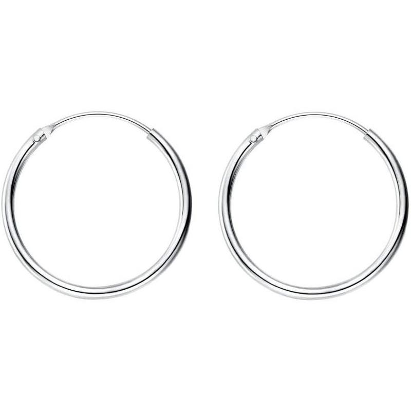 Minimalist Thin Endless Hoop Earrings Sterling Silver 925 Simple Small Cartilage Huggie Hoops Tragus Earring Ear Piercing Nose Rings Studs 14mm 16mm 18mm 20mm Fashion Jewelry for Women Men BFF