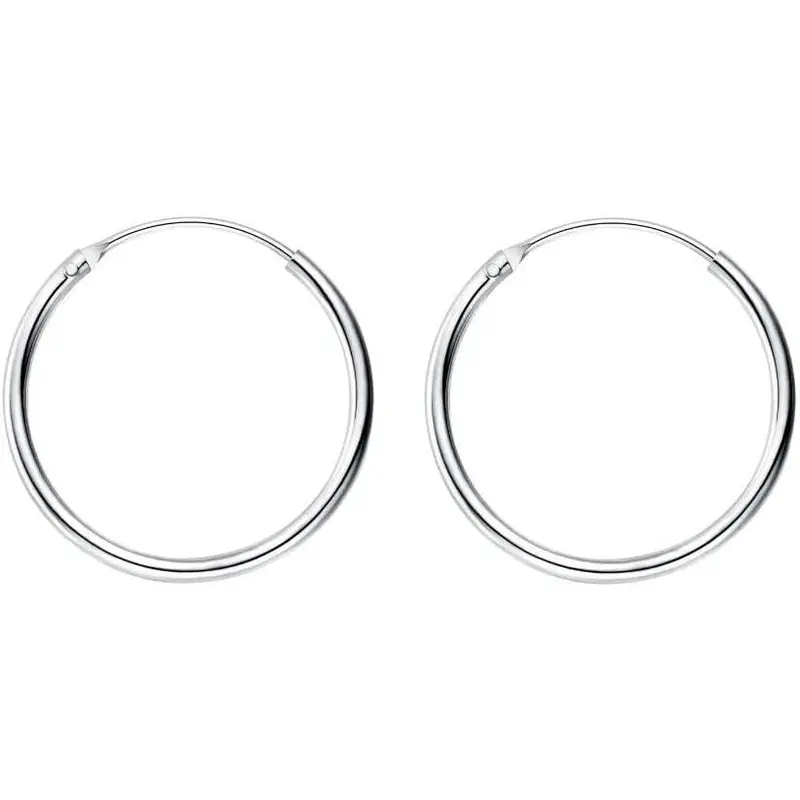 Minimalist Thin Endless Hoop Earrings Sterling Silver 925 Simple Small Cartilage Huggie Hoops Tragus Earring Ear Piercing Nose Rings Studs 14mm 16mm 18mm 20mm Fashion Jewelry for Women Men BFF