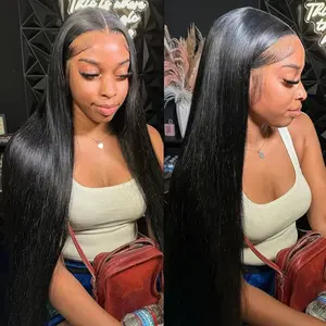 Bling Hair 13x6 HD Transparent Lace Front Real Hair Wigs Pre Plucked For Women Straight Remy Real Hair Lace Frontal Wigs