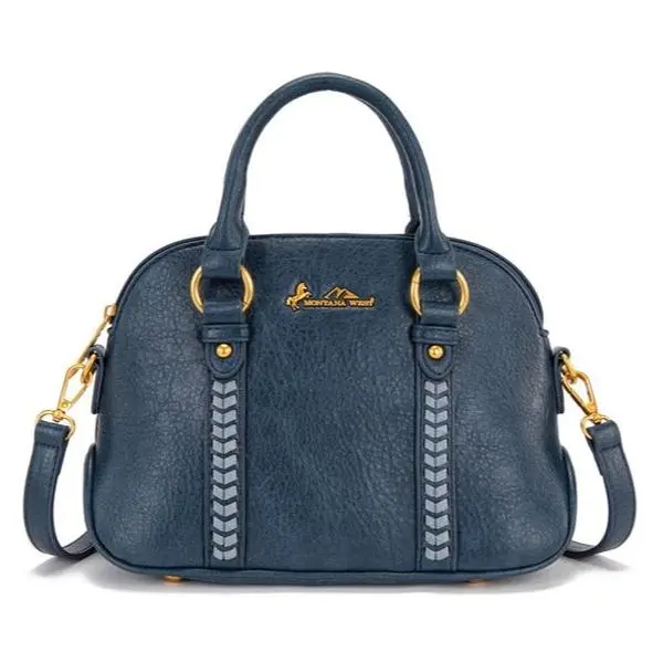 Montana West Whipstitch Dome Satchel Bag w/ Detatchable Crossbody Strap