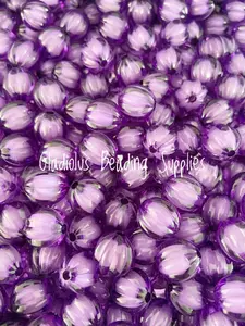 12mm Purple Clear Watermelon Beads, Spiral Round, Loose, 0.47 inches, Chunky, Gumball