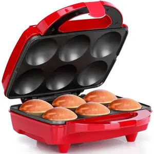 Non-Stick Cupcake Maker, Red - Makes 6 Cup Cakes, Muffins, Cinnamon Buns, and more Baking Pan Pastry Home Appliance Kitchenware
