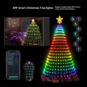 7Ft/6Ft Ring Christmas Tree Lights, 400 LEDs Color Changing DIY Animated Christmas Tree Decor Lights with Smart App & Remote Control, Music Sync, Timer, Xmas Tree Light Show for Home Festival, Led Mood Light
