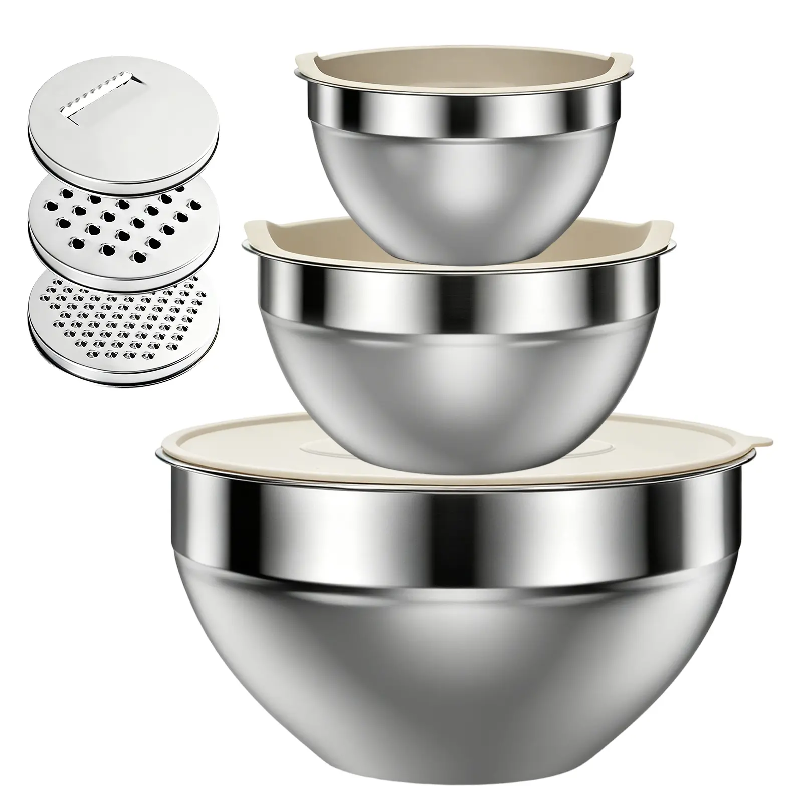 3 Pieces Large Capacity Mixing Bowl, Berry Washing Bowl, Stainless Steel Multi-Functional Bowl Set Containers Kitchen Utensils Stainless Steel Mixing Bowls Set,Food-Safe Tableware for Bowl Prep Cooking, Baking, Serving, Ideal for Holidays & Daily Use