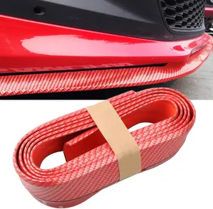 Car Front Bumper Protector SelfAdhesive Auto Splitter Body Spoiler Skirt Rubber Bumper Lip Trim Spoiler .M/.ft(Carbon Fiber red)