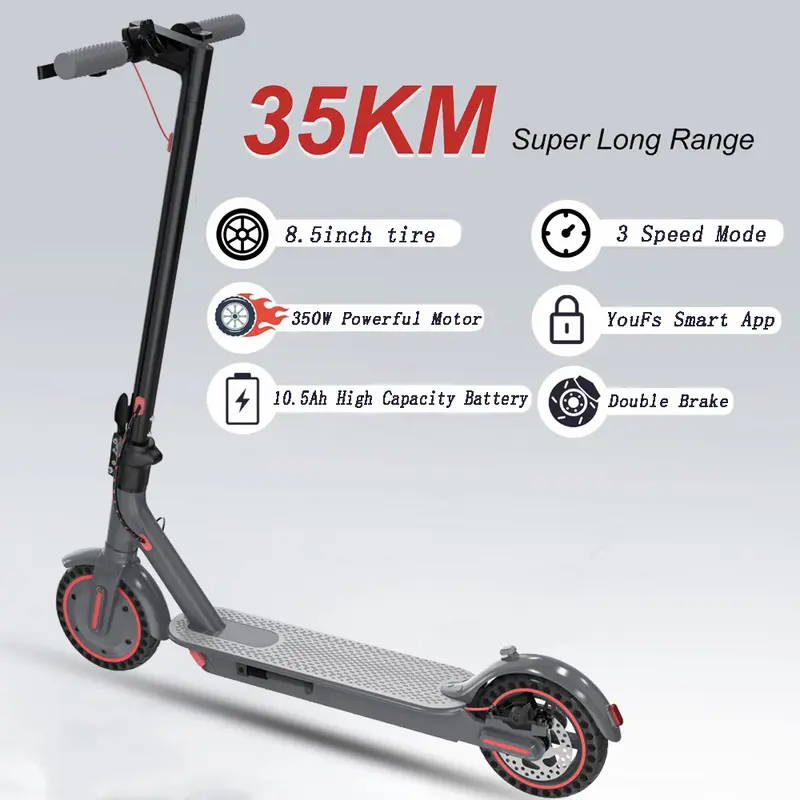 Electric Scooter - 8.5" Solid Tires, 350W Powerful Motor, Up to 19MPH and 22Miles Long-Range Portable Floding Commuting Scooter for Adults with Double Braking System and App E-scooters