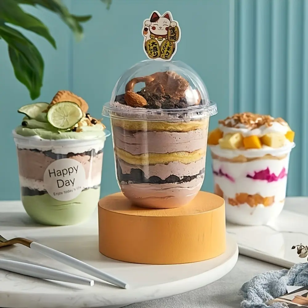 Reusable Dessert Cups Set（25 Bases & 25 Lids） – Plastic Dessert Cups, Recyclable Ice Cream/Sorbet Cups for Home, Travel & Parties | Hand Wash Only – Eco-Friendly Snack Containers
