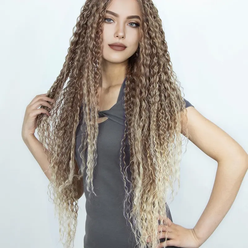 Women's 34-Inch Long Synthetic Curly Wigs, Synthetic Material Wigs, Synthetic Hair Wig, Ideal for Cosplay, Party & Daily Wear, Natural-Looking T-Part Lace Front Wig without Bangs
