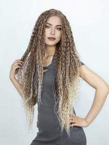 women's 34inch long curly lace frontal wigs, synthetic twists wigs for daily, cosplay, party, striking natural lace front hair wigs without bangs for daily & party hairstyle decoration, mother's day gifts, gift set for mothers, gifts for her