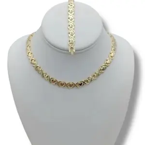 Set XO necklace and brazalete  GOLD PLATED 14 k 19.5 inches