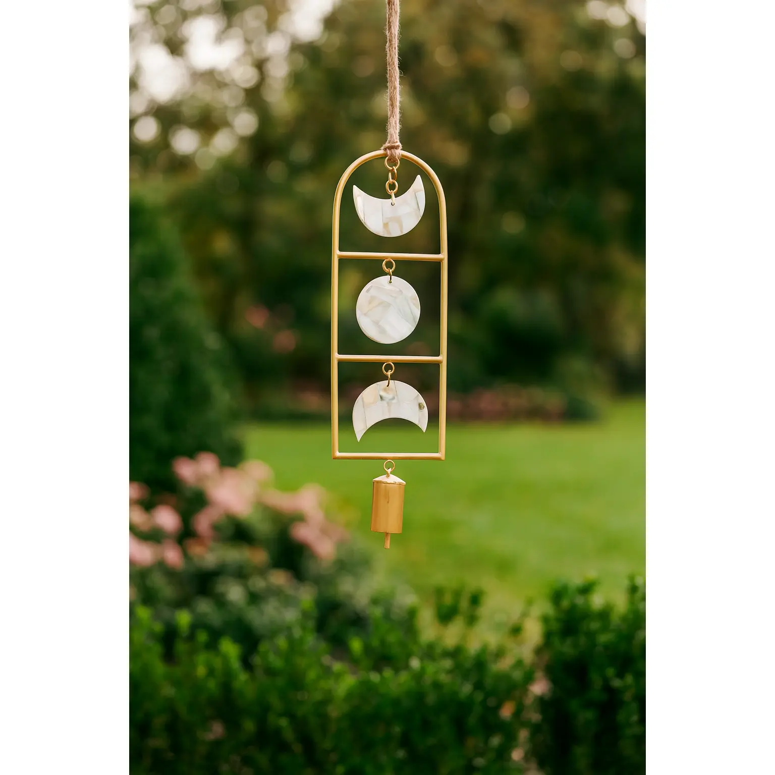 Chayana Moon Phase Mother of Pearl Wind Chime - Fair Trade