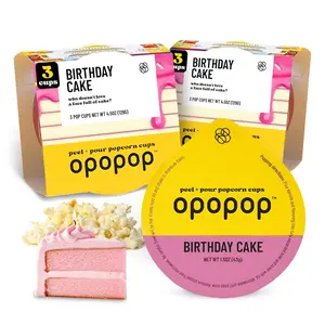 Microwave Popcorn Pop Cups Birthday Cake 6Pack, NonGMO Gourmet Popcorn Kernels Popcorn Flavoring, Gluten Free Snacks, Easy to Make and No Mess