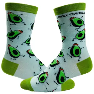 Women's Avocardio Socks Funny Avocado Fitness Healthy Fats Novelty Workout Footwear Funny Graphic Socks Comfortable Fitted Spandex Cotton