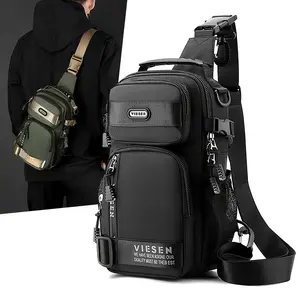 VIESEN Men'S & Women'S Multi-Purpose Fashion Chest Bag, Anti-Theft Trendy Sports Sling Backpack, Lightweight Oxford Material, Zipper Closure, Sewing Thread Detail, No Print, for Travel & Outdoors