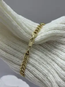 PULCERA CUBANA 19CM Gold-Tone Curb Chain Bracelet for Everyday Wear