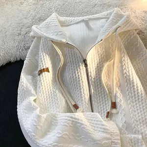 Loose Vintage Knitted Zip-Up Hoodie