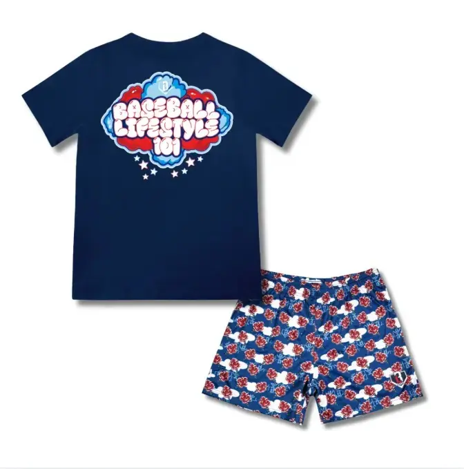 Baseball Lifestyle 101 -  Cotton Candy Set - USA Patriotic Vibe Outfit | Youth & Adult Tee & Mesh Shorts