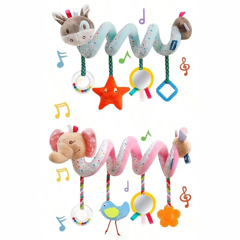 Baby Stroller and Car Seat Toys, Donkey Elephant doll Decor for Newborn, baby essentials, Plush Activity Baby Toys for 3 months, Baby Shower Present Best Gifts For Christmas Halloween Holiday Birthdays Ramadan party