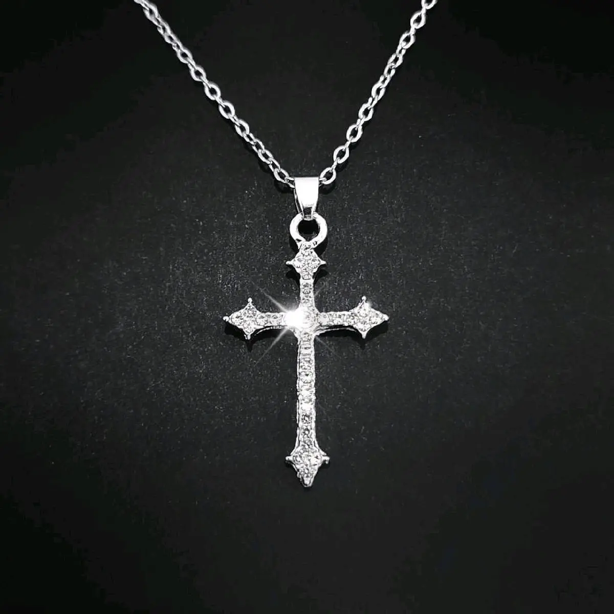 16" Crystal Cross Pendant Necklace 215