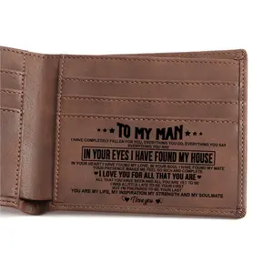 Engraved Wallet for Man - Personalized Leather Wallet for Man with Unique Engravings Anniversary Gift