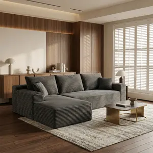Modern casual cloud corduroy L-shaped sofa, with a large sitting depth and a fully wrapped feeling, is a relaxing living room that makes you want to collapse as soon as you come home. It can be disassembled and washed with skin friendly fabric,