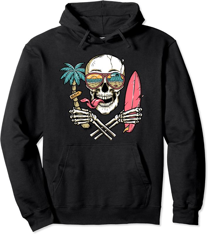 Sunshine Summer Beach Vibes Palm Trees Skull Island Tropical Pullover Hoodie - Winniekemo Shop 46B0CVFP5XMY