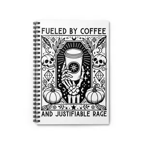 Fueled by Coffee and Justifiable Rage journal, FDT notebook, Leopards eating faces party gift, funny feminist gift, childless cat lady