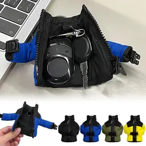 Mini Down Coat & Leather Jacket Keychain – Zipper Design Fun Unique Gift for Friends, Multi-Color Stylish Functional Accessory