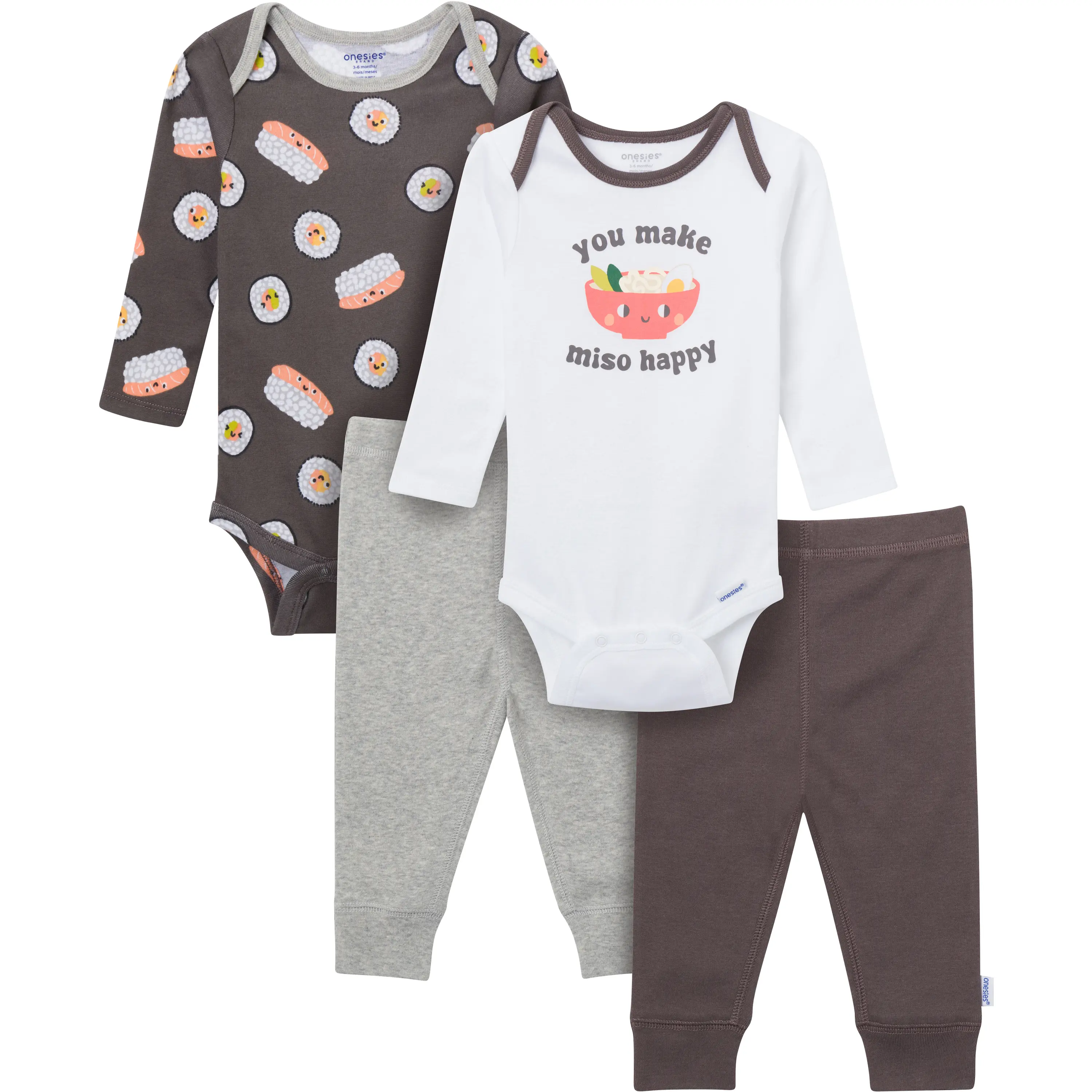 Baby Neutral Onesies Bodysuits & Pants 4-Pack Set