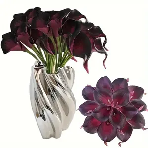 5pcs Artificial Calla Lily PU Real Touch Flowers, Fake Calla Lilies for Home Decor, Indoor Flower, Wedding Engagement Bride Bouquet Centerpiece ()