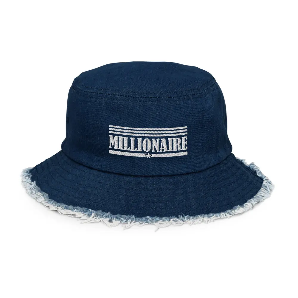 Unisex Cotton Millionaire Distressed Denim Bucket Hat, Unisex Fit