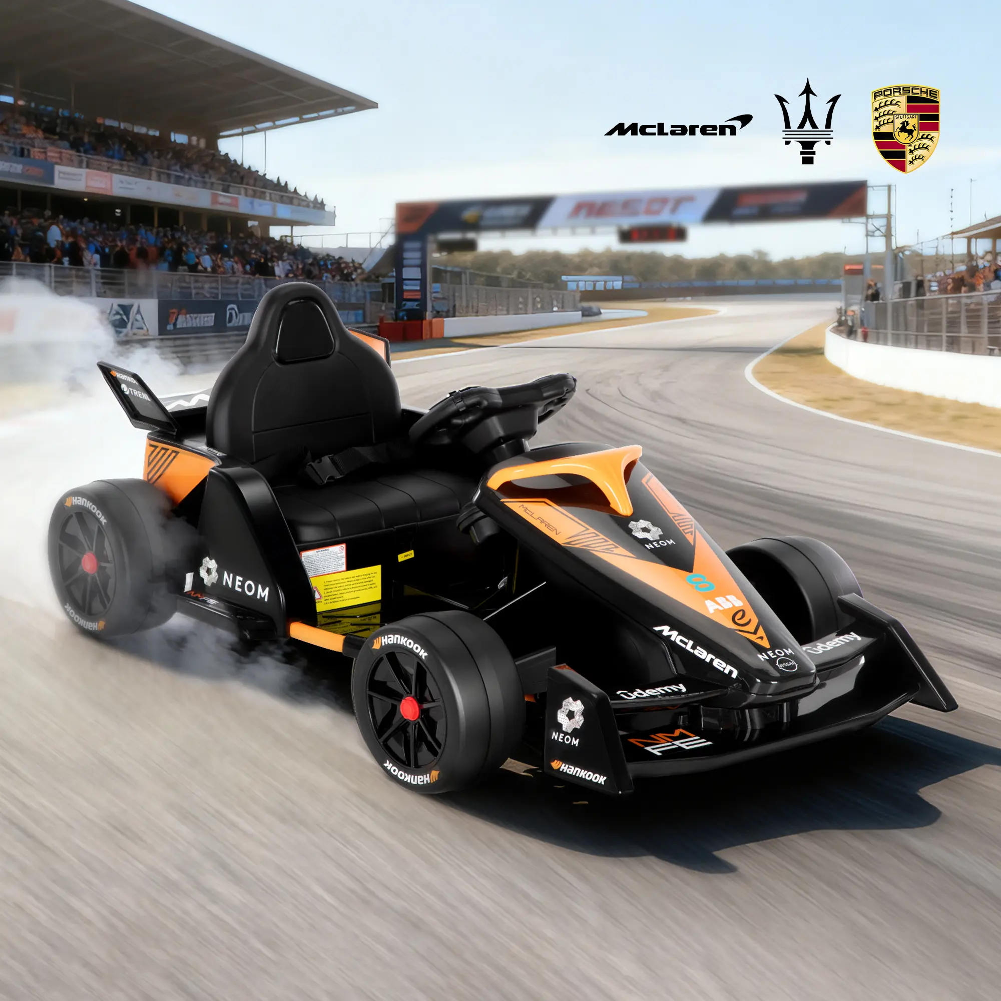 PHIVILLA Electric Drift Kart with Official Authorization, Superior Shock Absorption, Outdoor Ride on Toy with 3 Speed Mode, Parents Remote Control, Crazy Go Kart for Kids