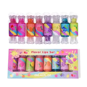 Cute Lip Gloss for Kids 6PCS Glitter Girls Lip Gloss Set with Candy Shape Assorted Flavors Hydrating Lip Balm Party Favor Make-up for Girls and Teens Ages 8-12 Safe Non-Toxic