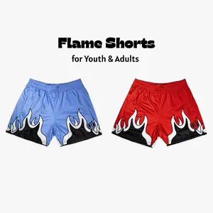 Baseball Lifestyle 101 Flames Collection Mesh Shorts | Athletic Training Shorts for Women & Men | Youth & Adult Breathable Sportswear | Gift for Him & Her