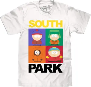 South Park Stan Kyle Kenny and Cartman T-Shirt - White graphic tee