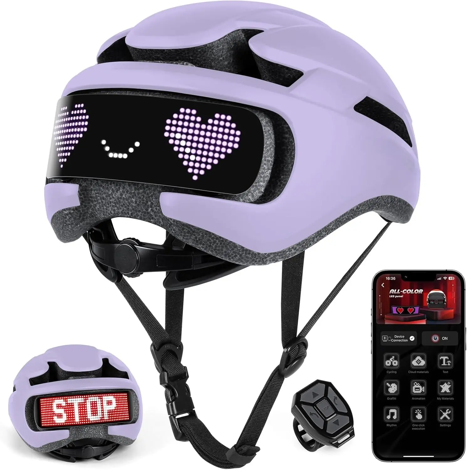 Adult Smart Dynamic LED Cycling Helmet with Advanced ASTCore Protection Structure, Removable Padding, App-Controlled Auto Turn/Brake Lights, Custom DIY Patterns (100+), 360° Visibility, Adjustable Dial for Mountain Biking, Commuting & Scootering, Astcore,
